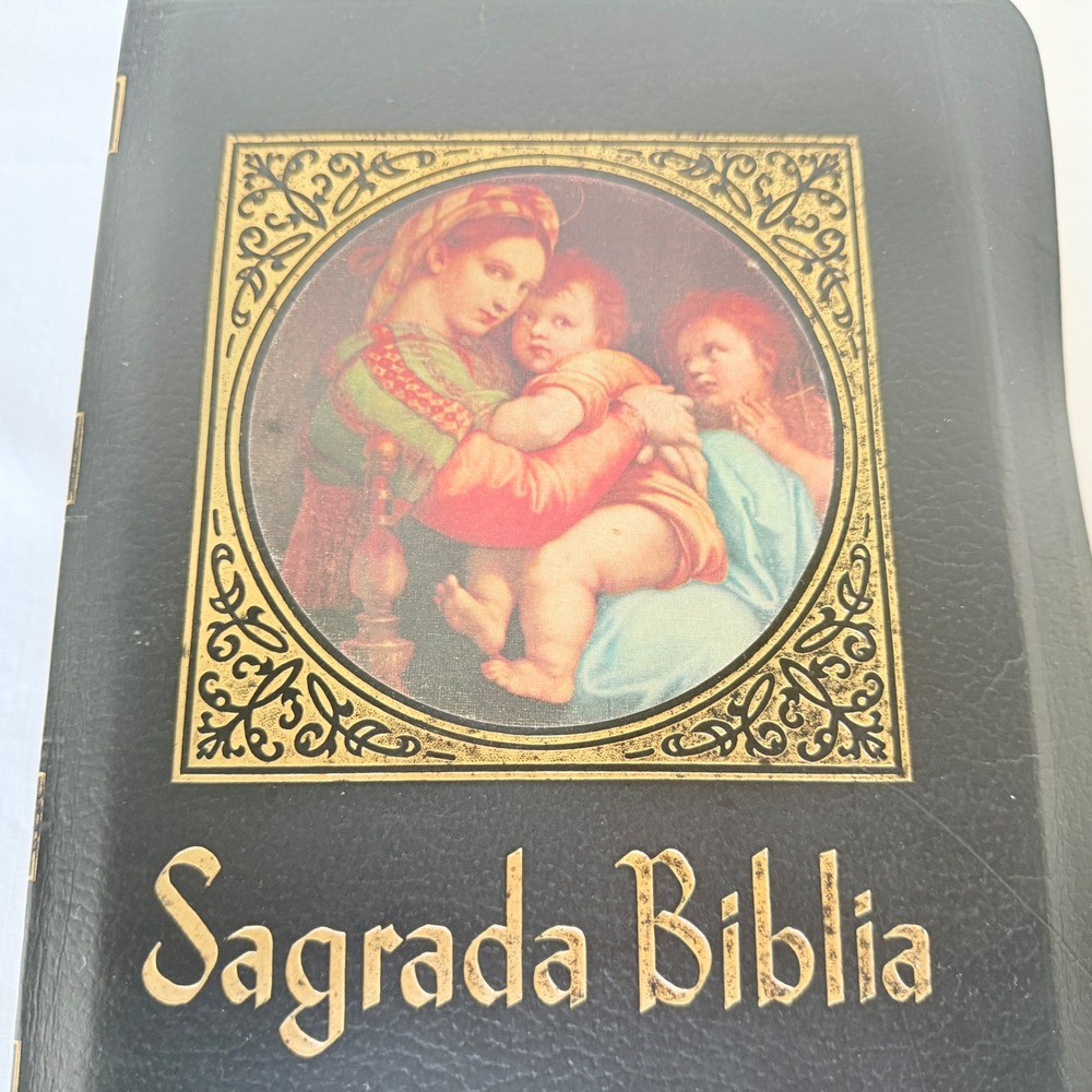 Libros Basicos Sagrada Biblia Spanish Family Bible Black Gold 1974 Good Catholic - Picture 2 of 16